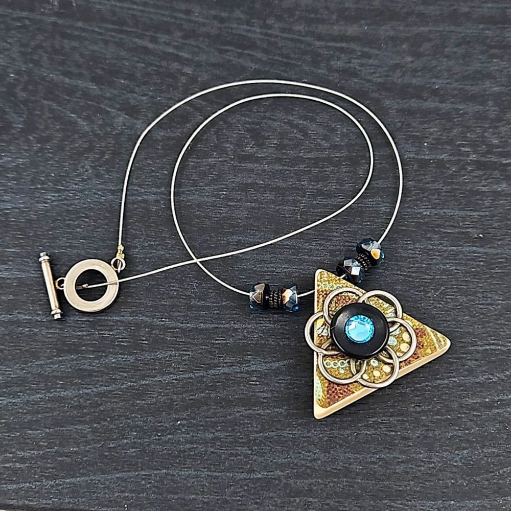 Unique Handcrafted Triominos Game Tile Necklace  18"